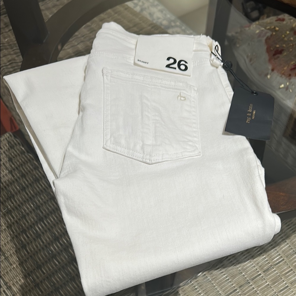 rag & bone White Straight Leg Skinny Jeans - Picture 10 of 14